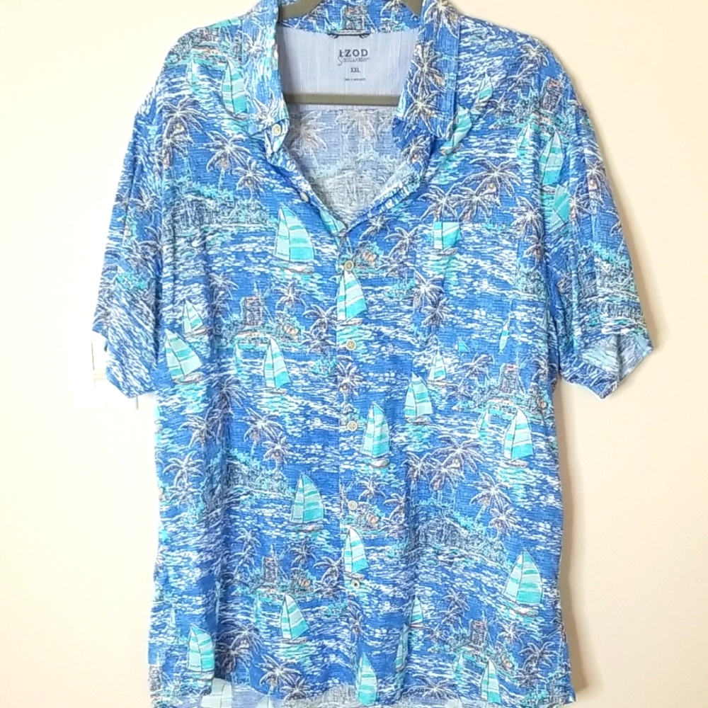 Mens Izod HAWAIIAN Shirt Button Down Sz XXL